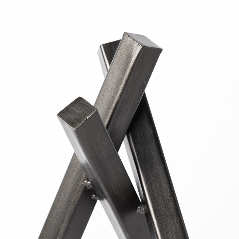 Sculpture de table géométrique abstraite en métal gris métal 12 po 12 po, H 10 po x l 7 po x P 8 po, Noir