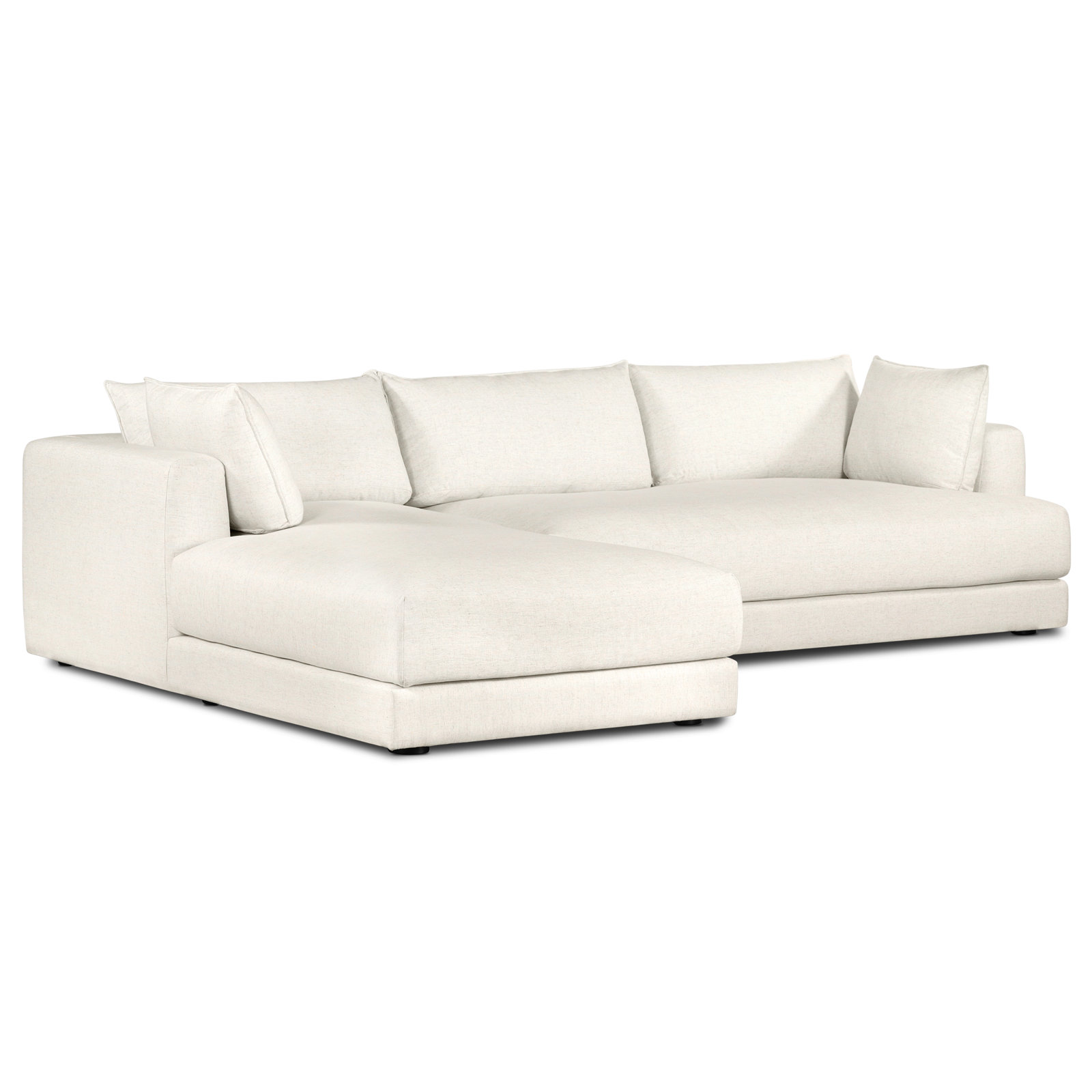 Marcel 122" Fabric Sectional Sofa with 80" Chase in Bright Ash, Left Hand Facing