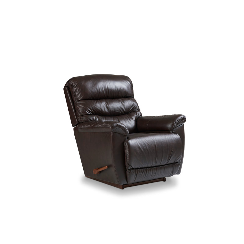 Fauteuil inclinable manuel en cuir Joshua, Châtaignier