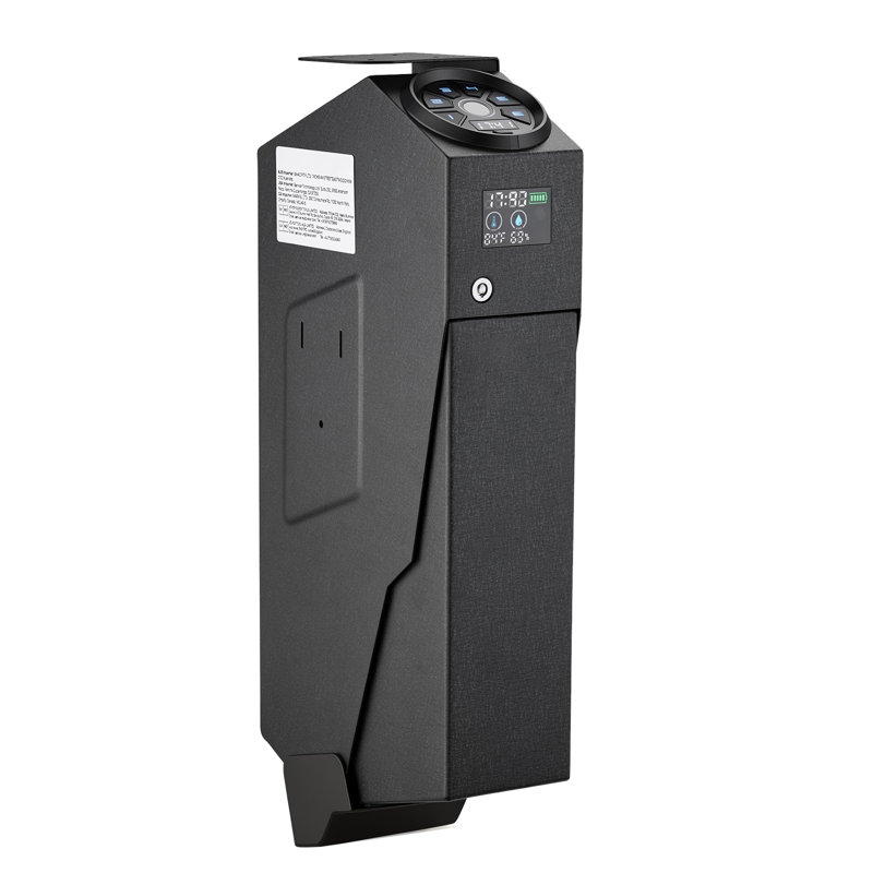 Secure Handgun Safe with Biometric Fingerprint Access, 4-Way Entry, Durable Steel Build, LCD Screen, Automatic Lighting, Silent Mode Option, Ideal for Nightstands and Desks, Black