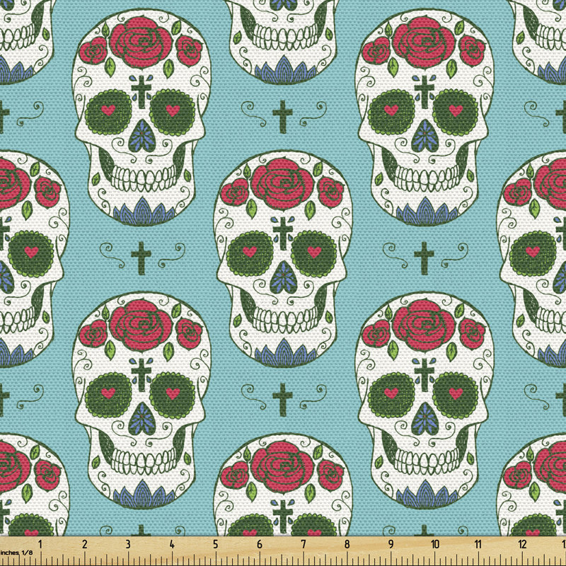 Giraldo Roses on Skull South American Culture Fabric
