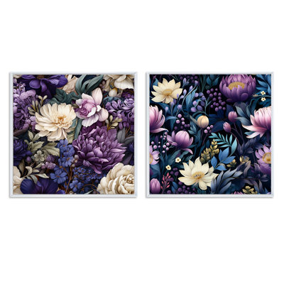 Antoine - Ensemble de 2 collages floraux carrés