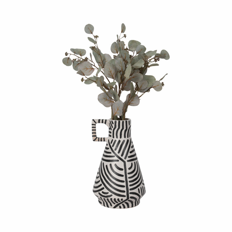 Handcrafted Black and White Ceramic Novelty Table Vase