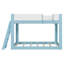 Lit superposé bas double, lit superposé convertible en bois avec échelle réversible et barrières de sécurité, bleu et blanc-1518713971-1518713982