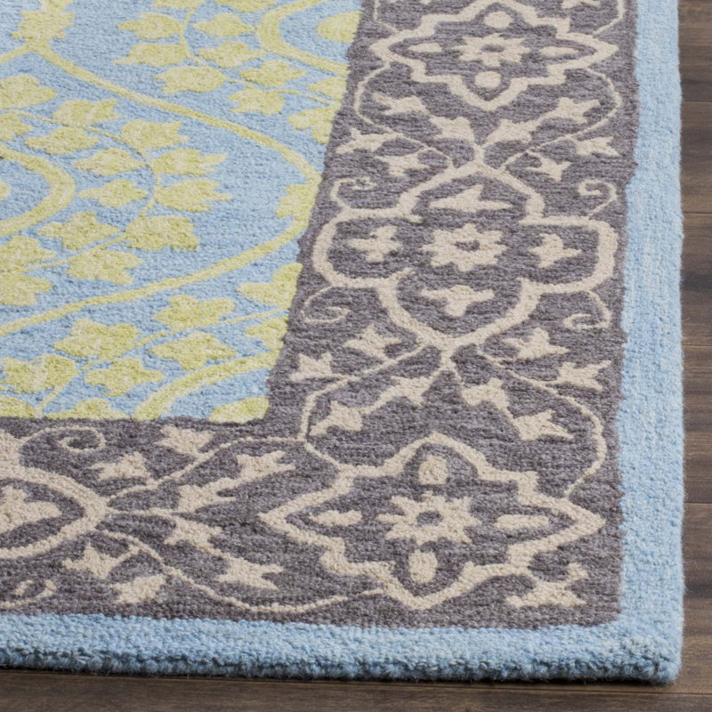 Guzi Hand Hooked Wool/Cotton Oriental Rug in Chocolate/Yellow, Rectangle 3' x 5'