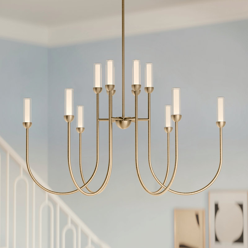  Lustre DEL à 2 niveaux avec verre stratifié, H 27,5 po x l 40 po x P 40 po, Bronze, 12