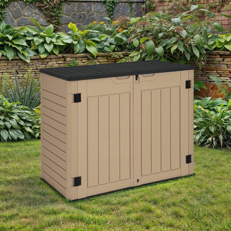 Outdoor Polyethylene Plastic Horizontal Storage Shed, Gray/White, 41.30" H x 51.10" W x 29.10" D 
