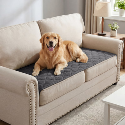 Chenille Fuzzy Furniture Cover, Non-Slip Washable Couch Protector with Straps, Pet  Kid Safe for 2 Cushion Sofa, Gray ,27.6" x 59"