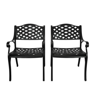 Outdoor Patio Chair with Armrests,Metal 2 Piece Patio Bistro Chair by Red Barrel Studio