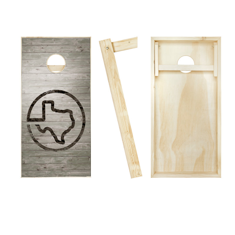 Ensemble de cornhole en bois massif de 2 pi x 4 pi avec sacs Texas, Rouge / Jaune