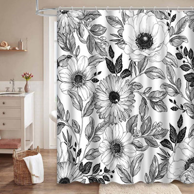 Anemone Dahlia Botanical Elegance Waterproof Shower Curtain