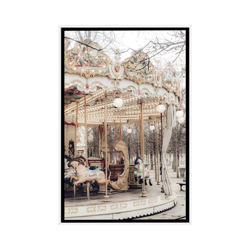 " Paris Carousel X " by Ruby And B, White Framed Canvas, No Mat, 18" H x 26" W x 1.5" D