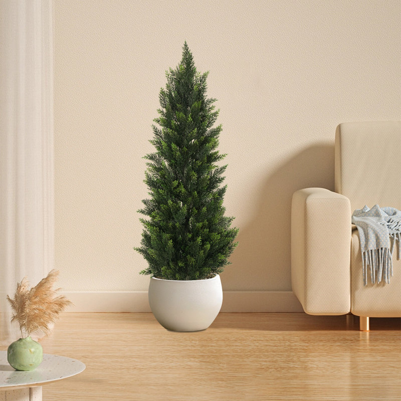 Topiaire d'arbres en faux cèdre en pot (ensemble de 2), H 59 po x l 21,6 po x P 8,86 po