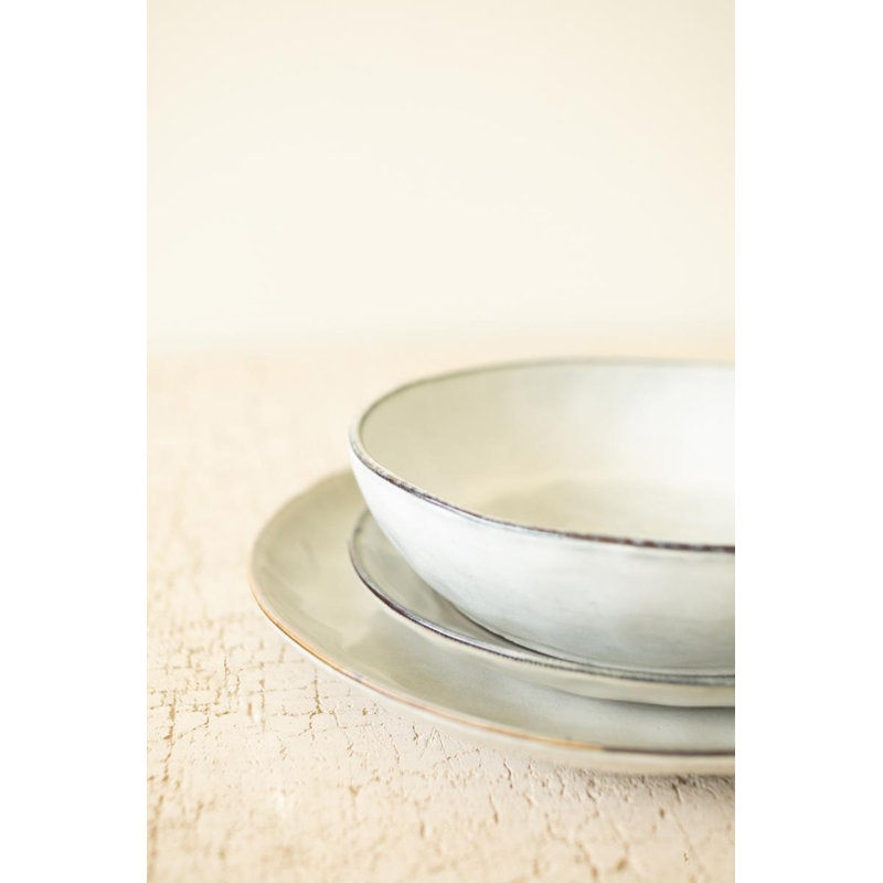 ENSEMBLE DE 3 SALADES ET BOLS EN CÉRAMIQUE GRIS ANTIQUE