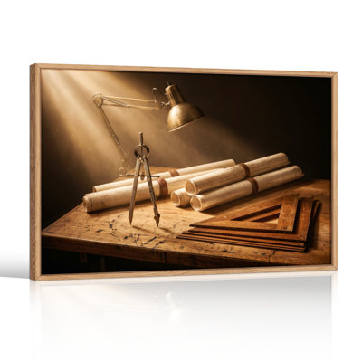 Ensemble de 1 tableau sur toile représentant des outils d'architecture