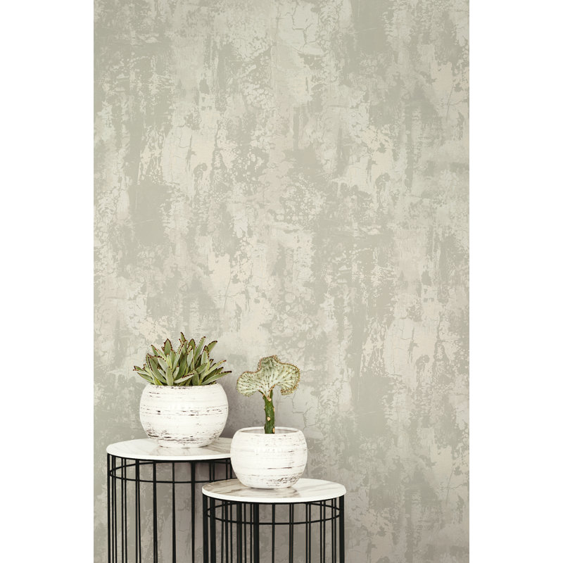 Thorntonville 10m x 52.07cm Textured Metallic Finish Paste the Wall Wallpaper Roll, Grey