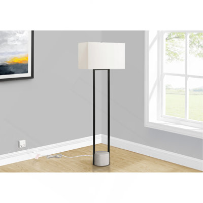 Lighting, 62"H, Floor Lamp, Black Metal, Ivory / Cream Shade, Contemporary