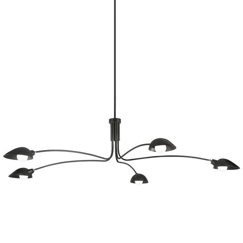 Luminaire suspendu 5 lumières Leo - cadre noir satiné