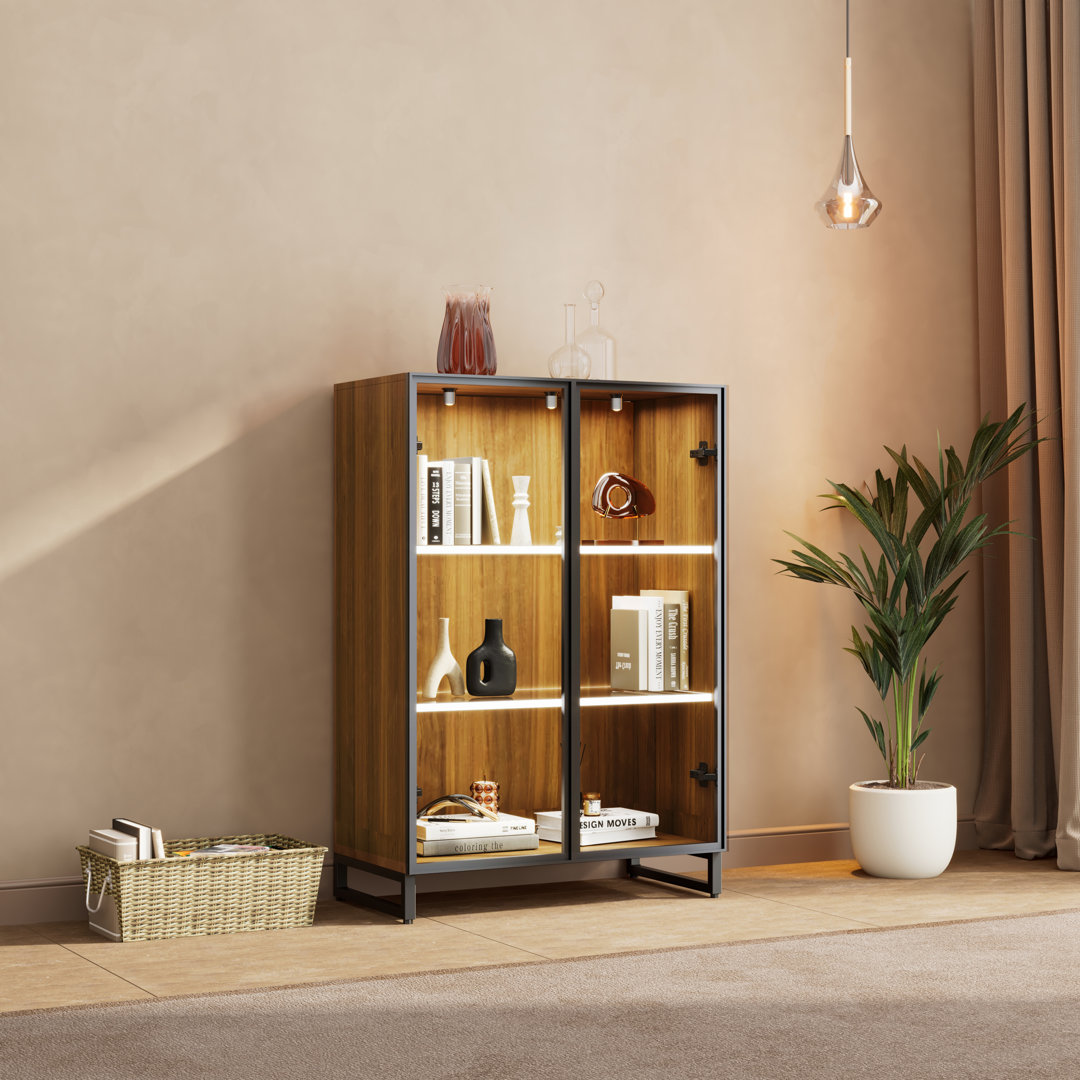Sayles Display Cabinet with Adjustable Shelves & Interior Light Trent Austin Design®