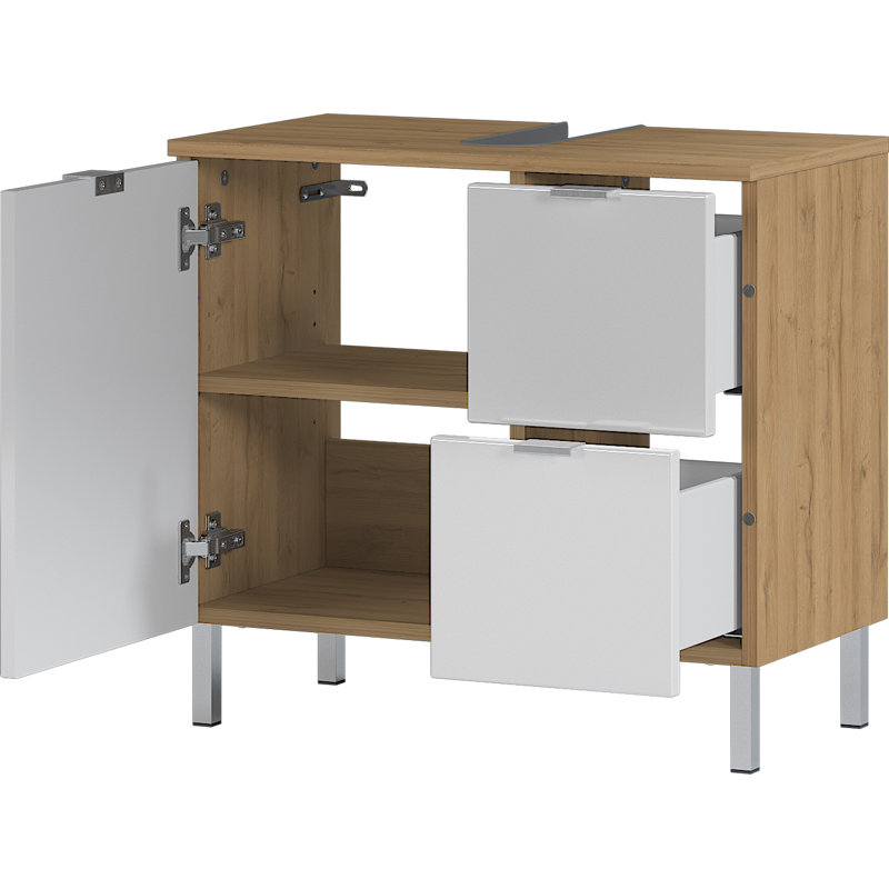 Midgett 60cm Single Bathroom Vanity Base Only, Imitation Grandson Oak/White