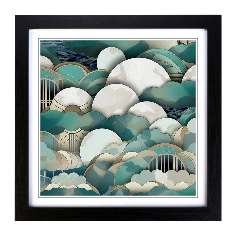 Cloudy Sky Art Deco - Framed Print, Black