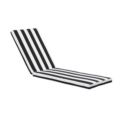 Coussin de chaise longue 74,4 po - Rayures et décoloration noir / blanc, housse amovible à fermeture à glissière, rembourrage en éponge confortable à rayures noires et blanches, fermeture à glissière, respirant, pour l'extérieur