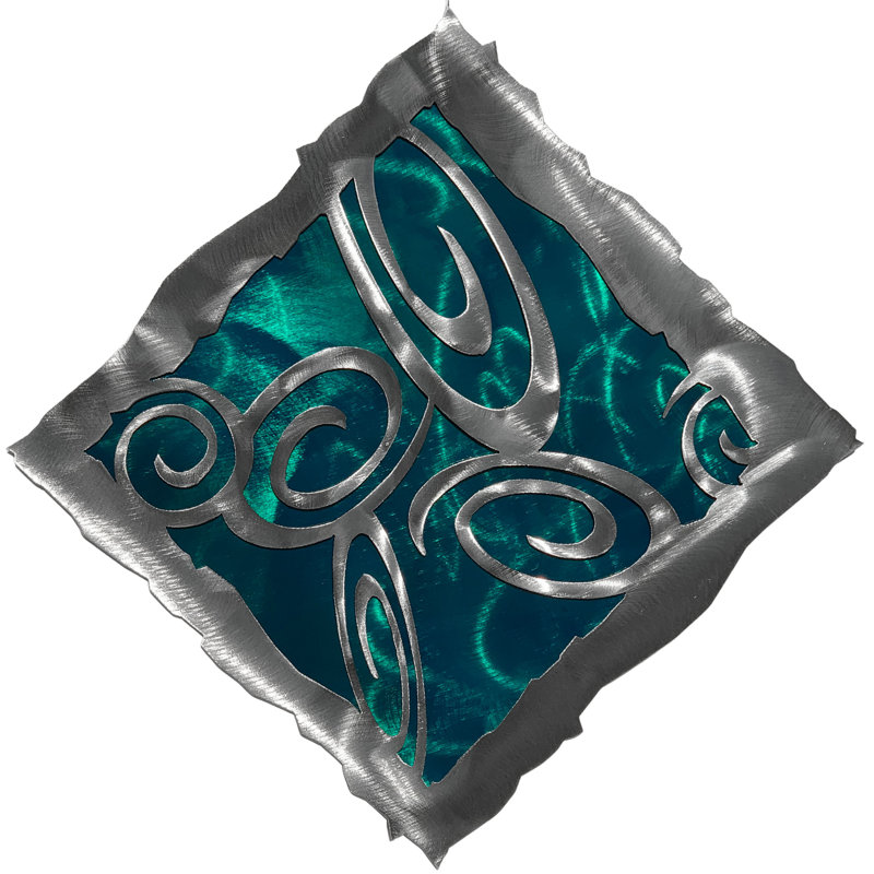 Artisan Handmade Abstract Wall Decor on Metal, Candy Teal