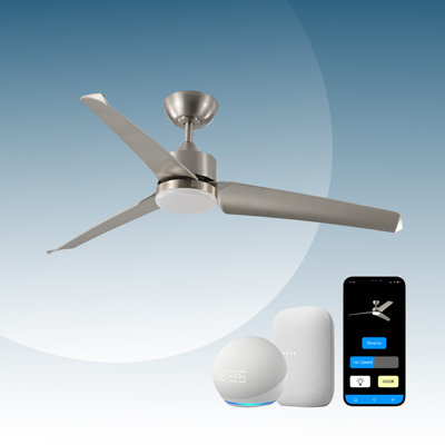 ONE Smart Modern All Season 52" Ceiling Fan Reversible Remote Compatible with Alexa/Google 6 Speeds