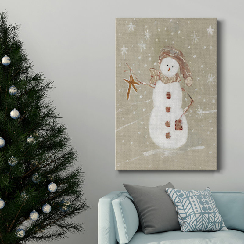 Lin bonhomme de neige II - impression sur toile tendue, H 36 po x l 24 po x P 1 po