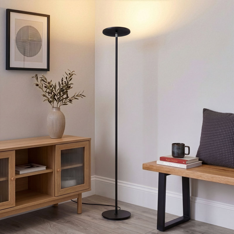 Flux Industrial Dimmable LED Floor Lamp with Adjustable Head, Matte Black