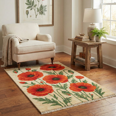 Giant Poppy Field Botanical Area Rug