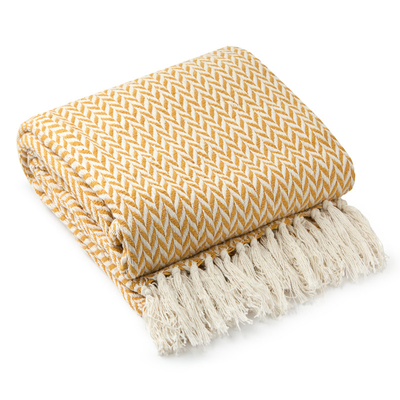 Throw Blanket For Sofas Bed Extra Large Recycled C Chevron Blanket, 254cm x 228cm, Yellow