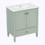 Meuble-lavabo autoportant avec 1 tiroir et 2 portes à fermeture douce avec rangement pour porte-129028535