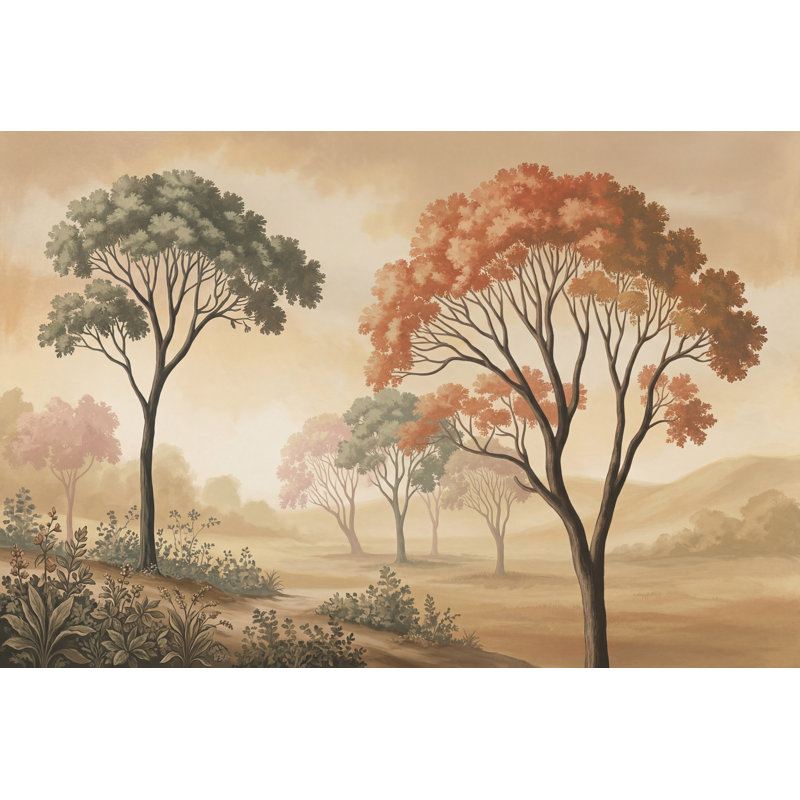 Papier peint paysage pastoral Misty, Texturé non collé, 200 po x 120 po