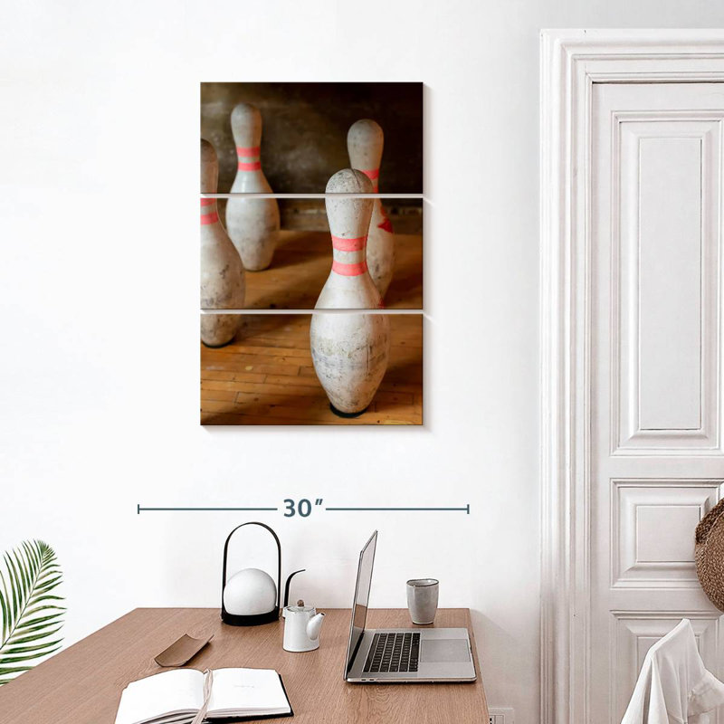 Old Bowling Pin Set, 32" H x 20" W