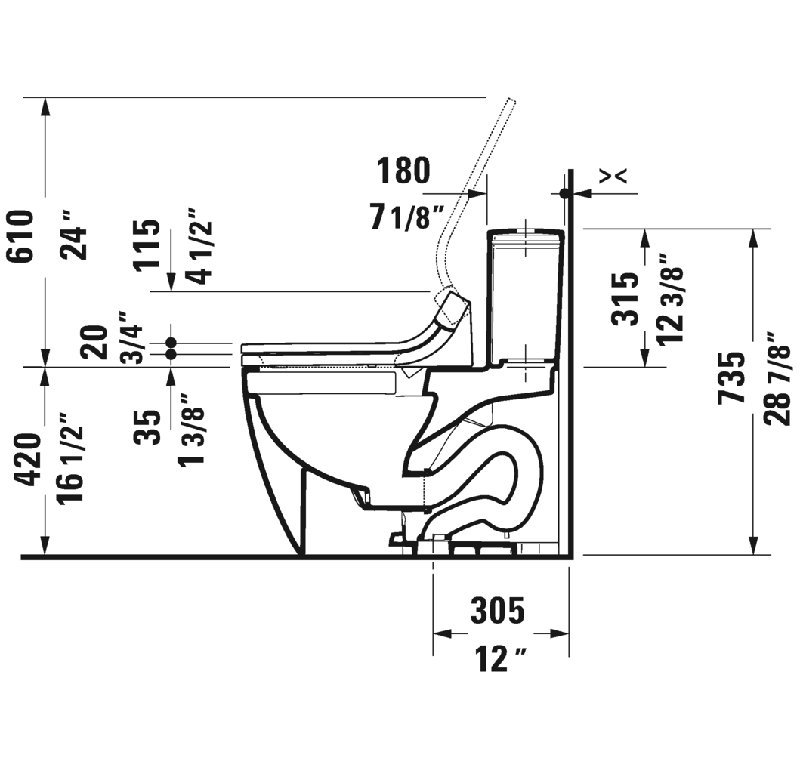 Toilette allongée monopièce à double chasse (siège inclus)