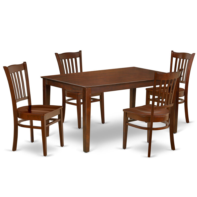 5 Piece Dinette Set for 4 Includes a Rectangle Dining Room Table and 4 Dining Chairs, Mahogany, 5 Pieces: Table, 4 Chairs