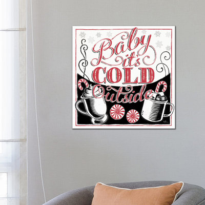 Merry Little Christmas BWR by Janelle Penner - Wrapped Canvas Print