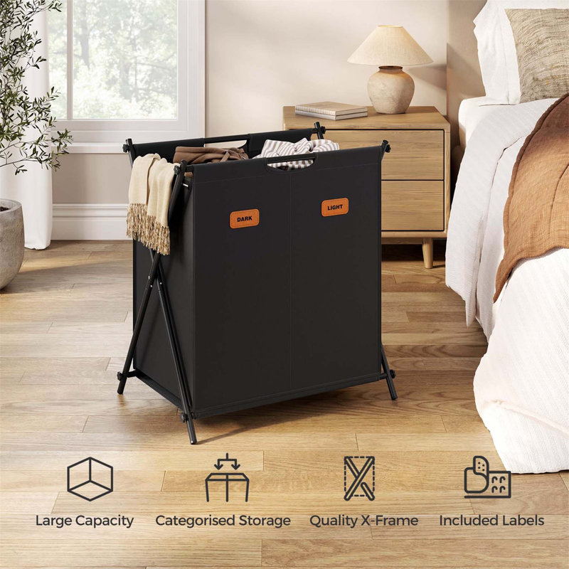 Bhargava Laundry Hamper with Handles, Black