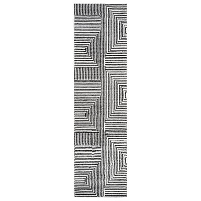 Cream Black Modern Maze Area Rug