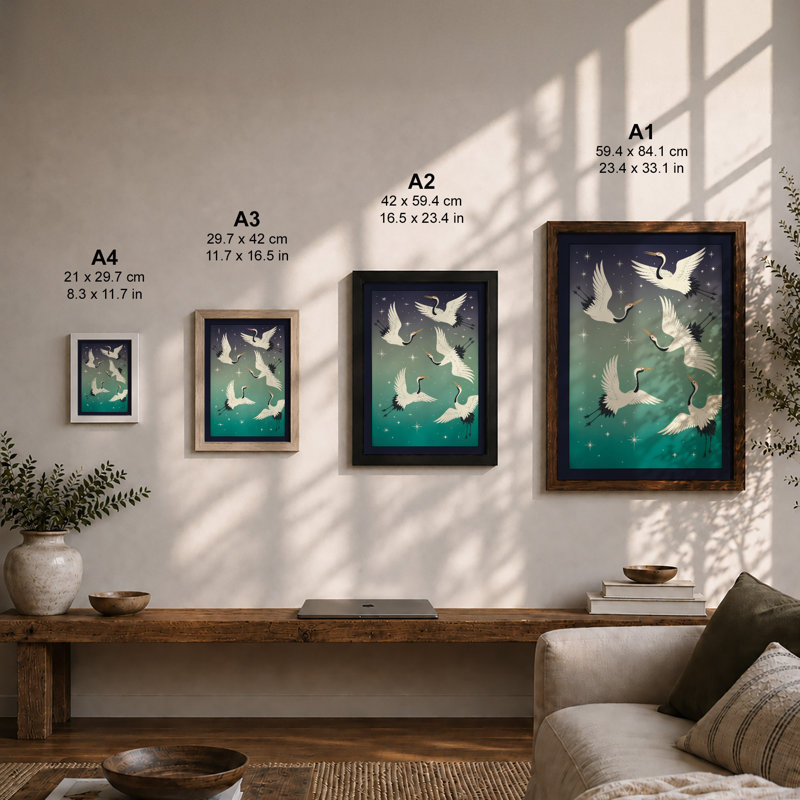 Flight Of The Cranes Coastal - Print, Unframed, A4 - 29.7 x 21.0 cm