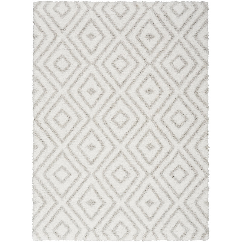  Modern Shag 5'3" x 7' Ivory Silver Modern Indoor Rug