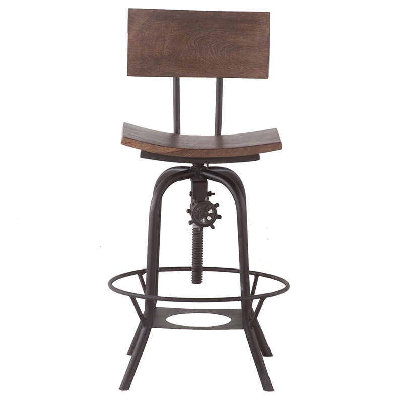 Tabouret de bar pivotant en bois massif à hauteur réglable