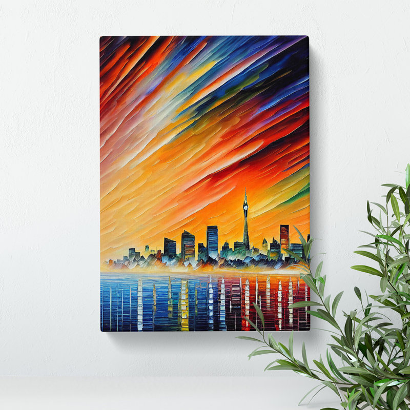 City Skyline At Sunset No.4 - Wrapped Canvas