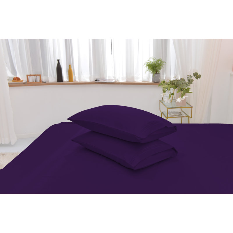 Ensemble de literie en rayonne de bambou, Mauve, Ensemble de draps pour lit simple TG + un drap-hou