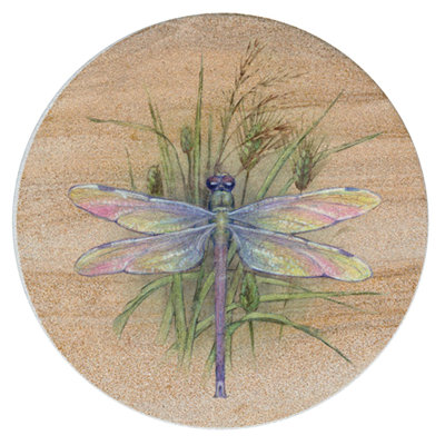 Paquet de 4 sous-verres en grès naturel libellule
