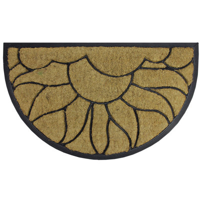 Brown and Black Sunflower Half Round Doormat 29 x 17
