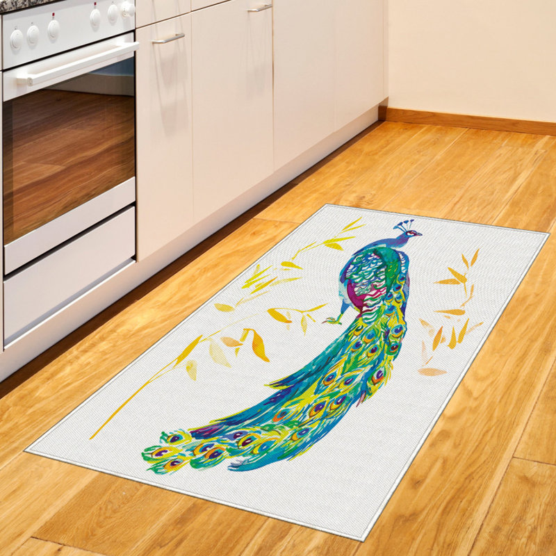 Peacock High Density Long Fiber Poly Threads Decorative Area Rug Carpet, Rectangle 2'7" x 5'