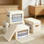 Bacs de rangement pliables en tissu avec fenêtre transparente - Paniers de rangement empilables pour tablettes, placard et décoration intérieure, paquet de 4
