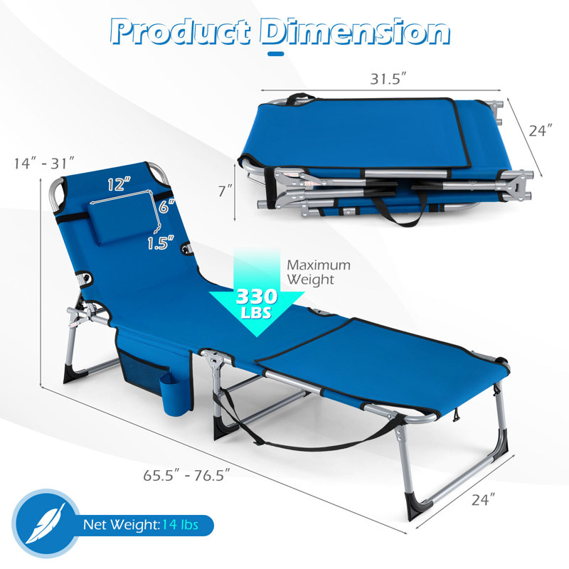 Chaise longue d'extérieur en métal, Bleu